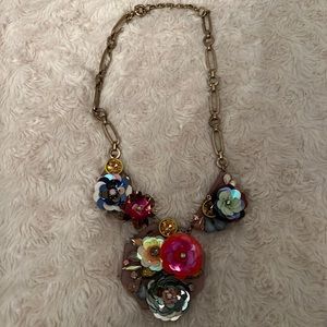 J Crew Flower and stone necklace